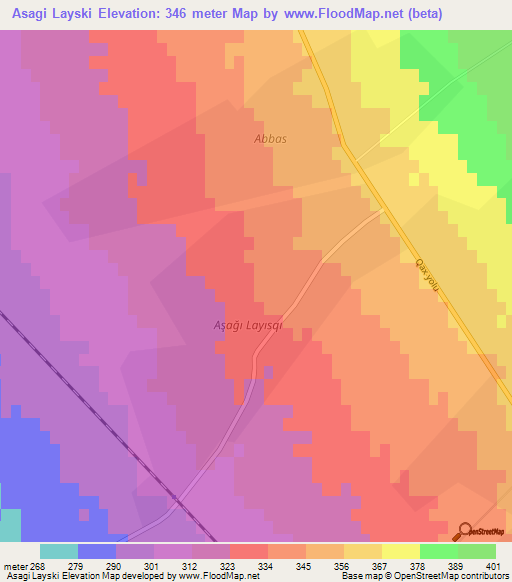 Asagi Layski,Azerbaijan Elevation Map