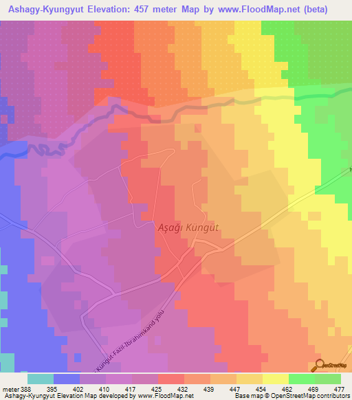 Ashagy-Kyungyut,Azerbaijan Elevation Map