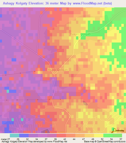 Ashagy Kolgaty,Azerbaijan Elevation Map