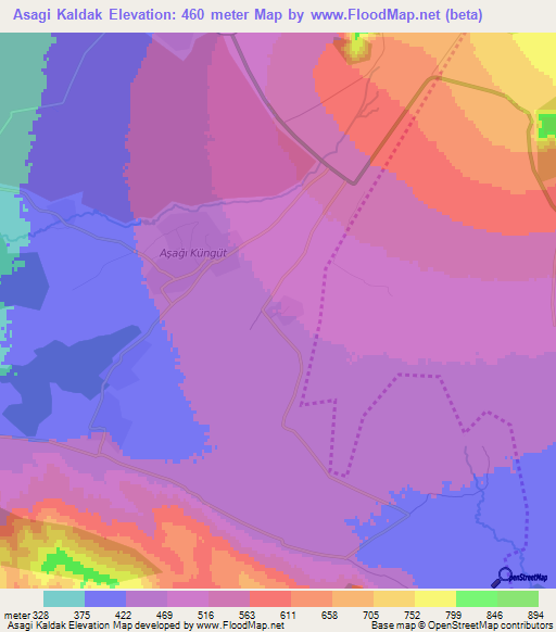 Asagi Kaldak,Azerbaijan Elevation Map