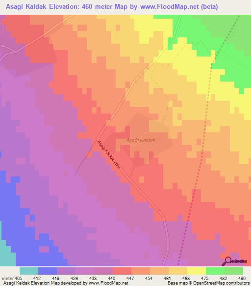 Asagi Kaldak,Azerbaijan Elevation Map