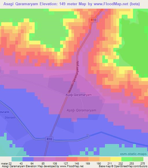 Asagi Qaramaryam,Azerbaijan Elevation Map