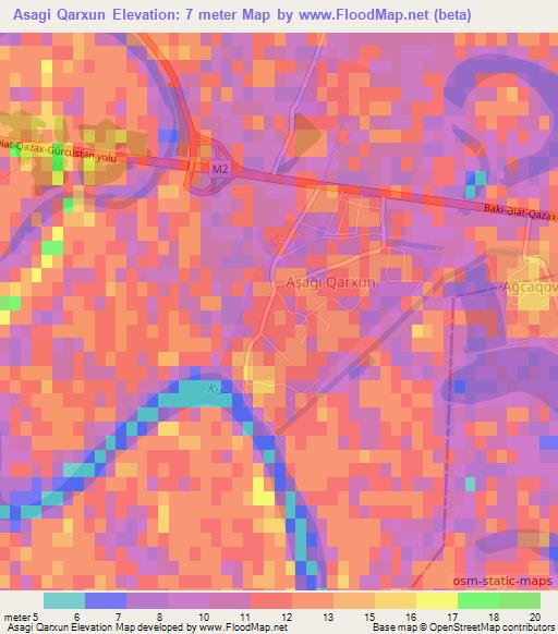 Asagi Qarxun,Azerbaijan Elevation Map