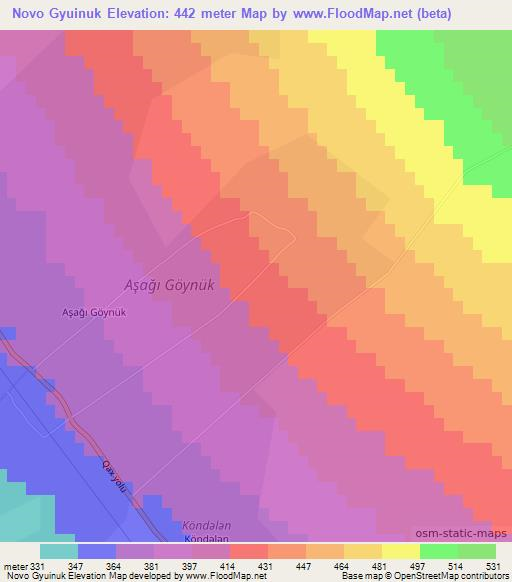 Novo Gyuinuk,Azerbaijan Elevation Map