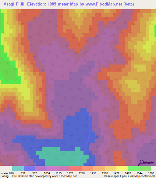 Asagi Filfili,Azerbaijan Elevation Map