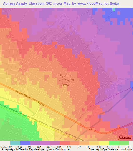 Ashagy-Ayyply,Azerbaijan Elevation Map