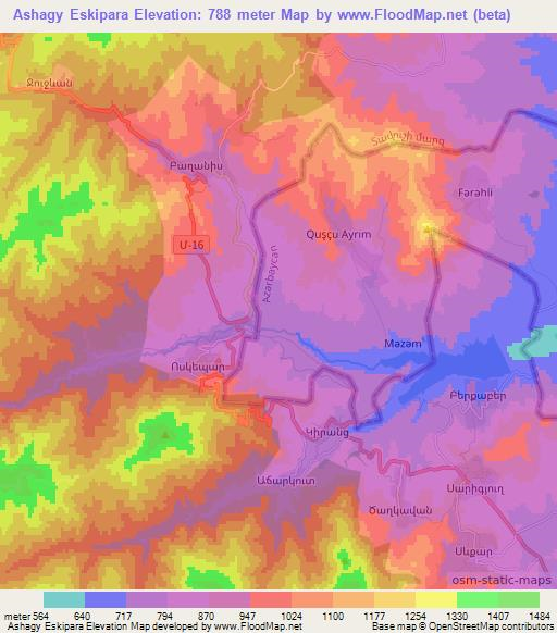 Ashagy Eskipara,Azerbaijan Elevation Map