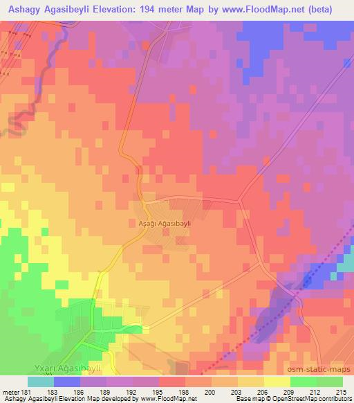 Ashagy Agasibeyli,Azerbaijan Elevation Map