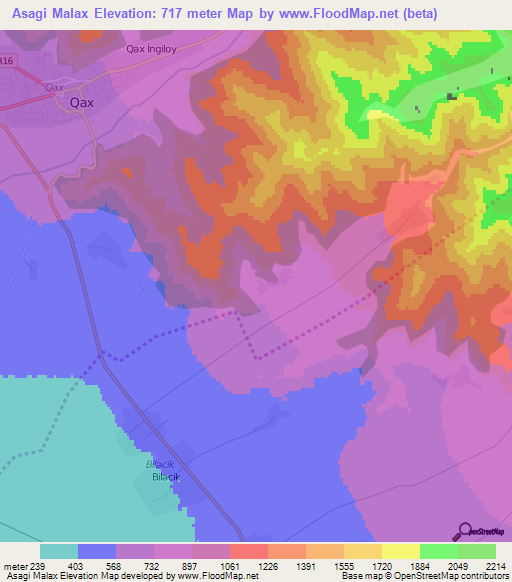 Asagi Malax,Azerbaijan Elevation Map