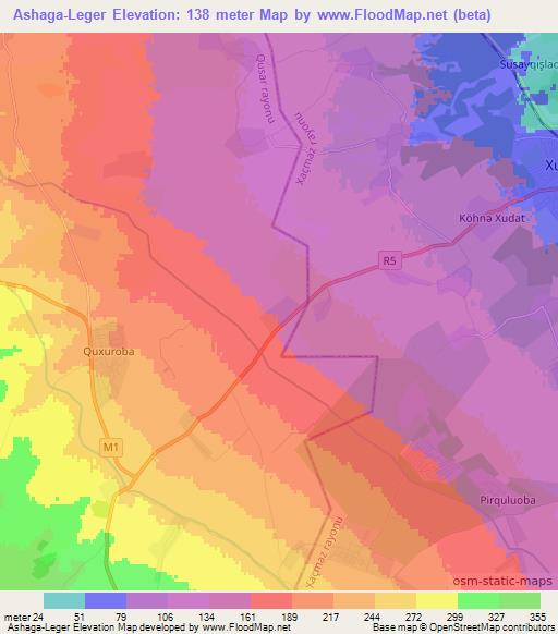 Ashaga-Leger,Azerbaijan Elevation Map