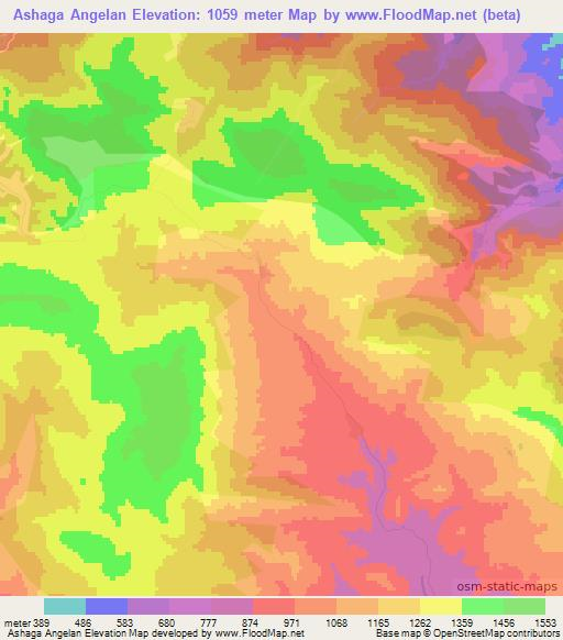 Ashaga Angelan,Azerbaijan Elevation Map