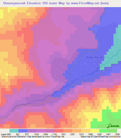 Shaumyanovsk,Azerbaijan Elevation Map