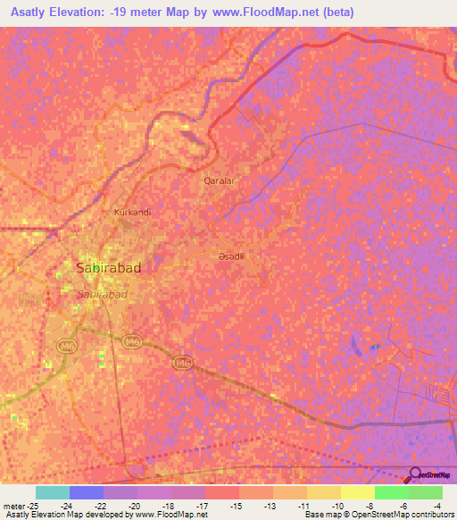 Asatly,Azerbaijan Elevation Map