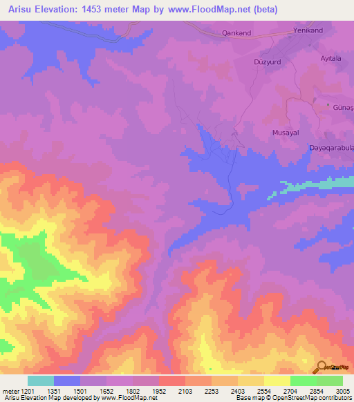 Arisu,Azerbaijan Elevation Map