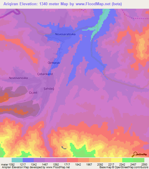 Ariqiran,Azerbaijan Elevation Map