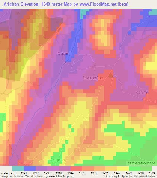 Ariqiran,Azerbaijan Elevation Map