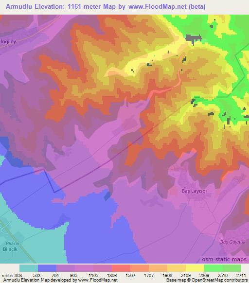 Armudlu,Azerbaijan Elevation Map