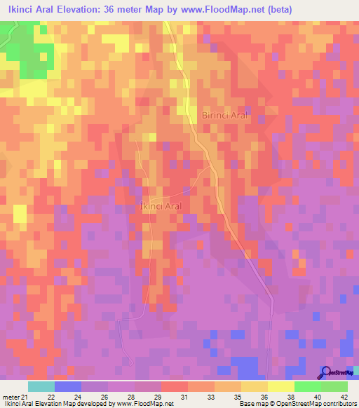 Ikinci Aral,Azerbaijan Elevation Map