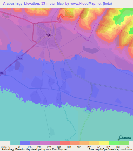 Arabushagy,Azerbaijan Elevation Map