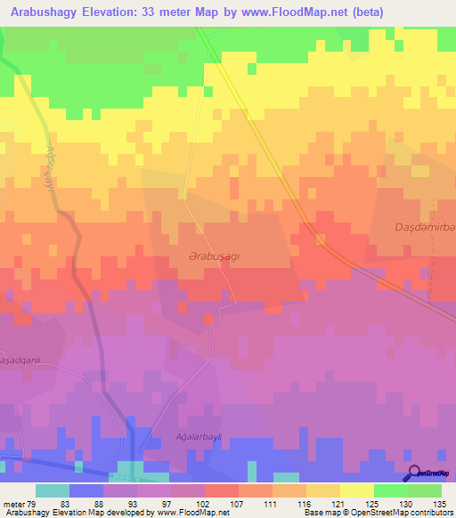 Arabushagy,Azerbaijan Elevation Map