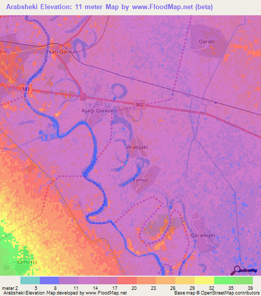 Arabsheki,Azerbaijan Elevation Map