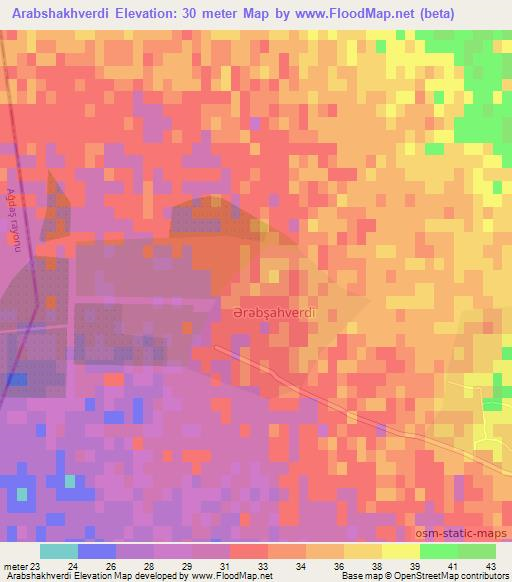 Arabshakhverdi,Azerbaijan Elevation Map