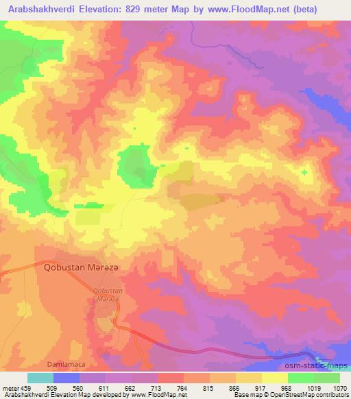 Arabshakhverdi,Azerbaijan Elevation Map