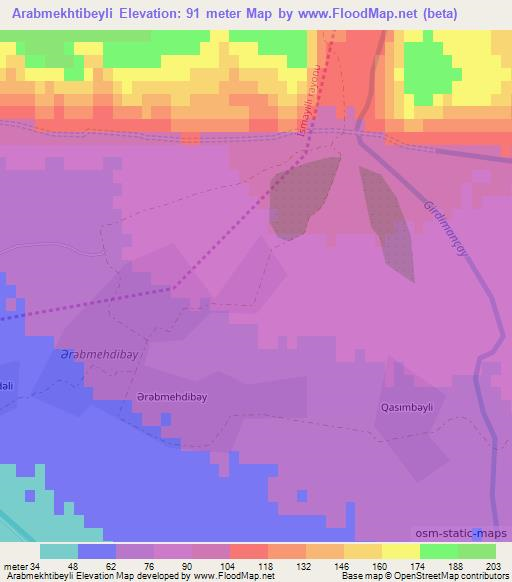 Arabmekhtibeyli,Azerbaijan Elevation Map