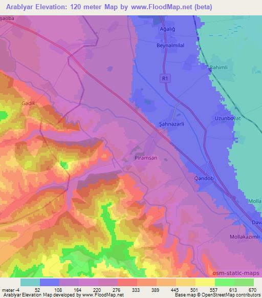 Arablyar,Azerbaijan Elevation Map