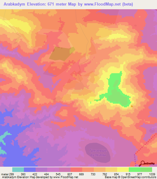 Arabkadym,Azerbaijan Elevation Map