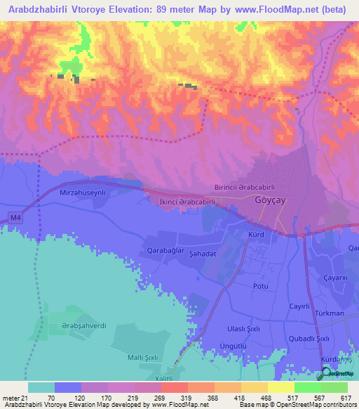 Arabdzhabirli Vtoroye,Azerbaijan Elevation Map