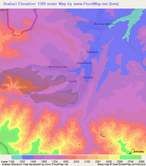 Arabaci,Azerbaijan Elevation Map