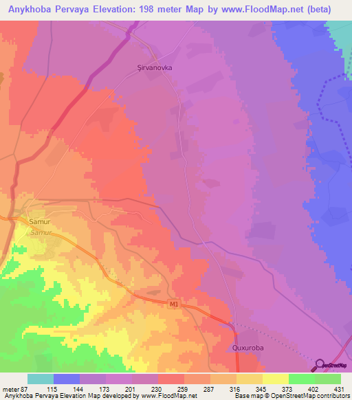 Anykhoba Pervaya,Azerbaijan Elevation Map
