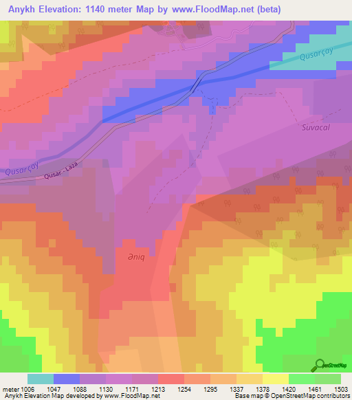 Anykh,Azerbaijan Elevation Map