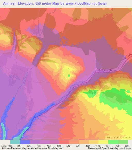 Amirvan,Azerbaijan Elevation Map