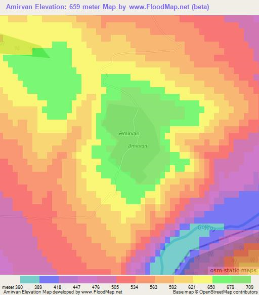 Amirvan,Azerbaijan Elevation Map