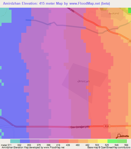 Amirdzhan,Azerbaijan Elevation Map