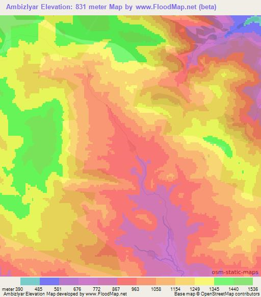 Ambizlyar,Azerbaijan Elevation Map