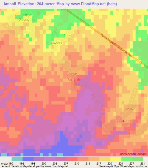 Amanli,Azerbaijan Elevation Map