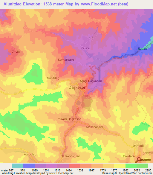 Alunitdag,Azerbaijan Elevation Map