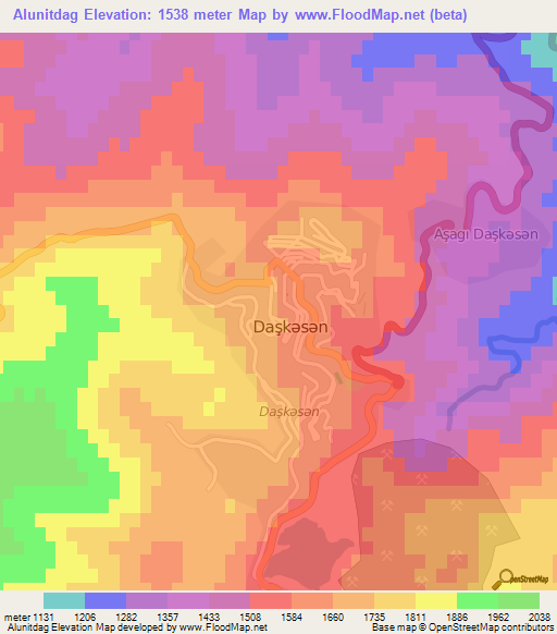 Alunitdag,Azerbaijan Elevation Map
