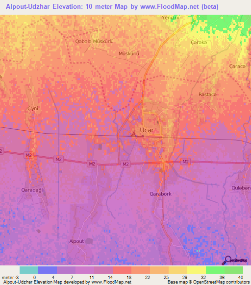 Alpout-Udzhar,Azerbaijan Elevation Map