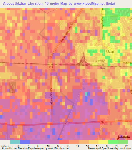 Alpout-Udzhar,Azerbaijan Elevation Map