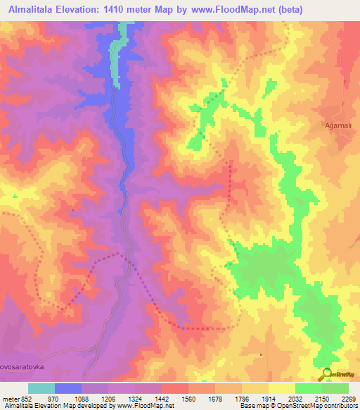 Almalitala,Azerbaijan Elevation Map