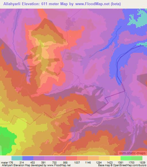 Allahyarli,Azerbaijan Elevation Map