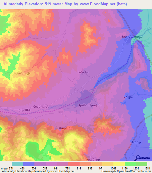 Alimadatly,Azerbaijan Elevation Map