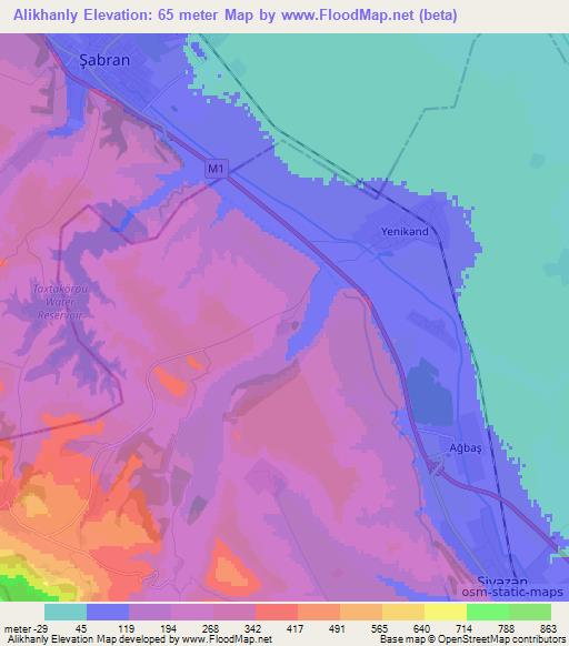Alikhanly,Azerbaijan Elevation Map