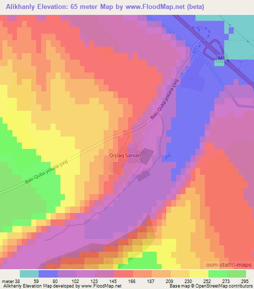 Alikhanly,Azerbaijan Elevation Map