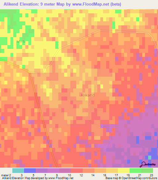Alikend,Azerbaijan Elevation Map