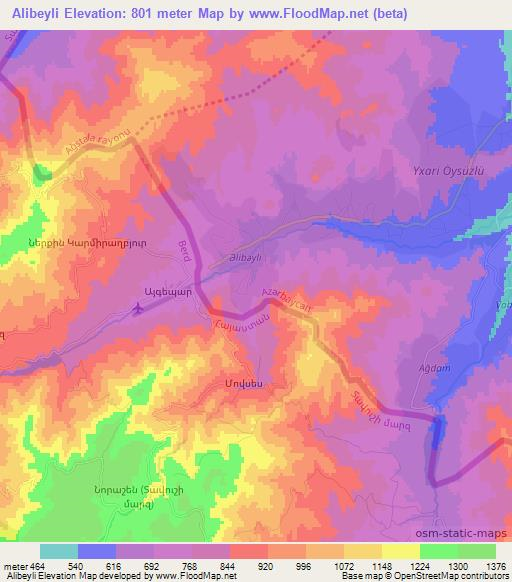 Alibeyli,Azerbaijan Elevation Map